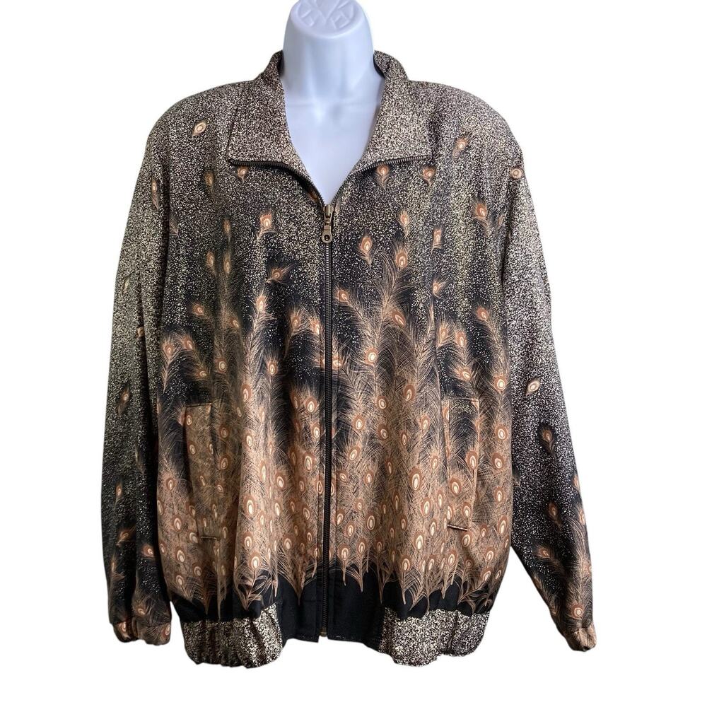 Vintage Talk‎ of The Walk Women's 80’s Peacock Bomber Jacket Size 4 Golden Girls